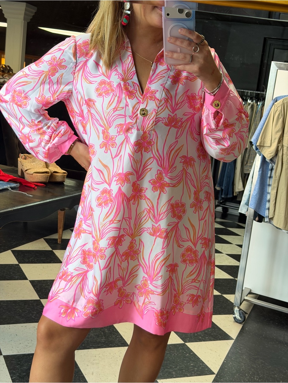 Lilly Pulitzer Pink & White Floral Shift Dress